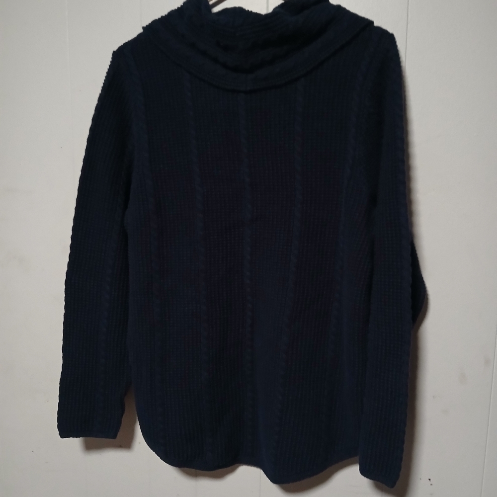 Jeanne Pierre ladies dark blue Pullover turtleneck sweater. Size XL - Picture 4 of 14
